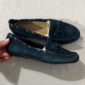Bella Vita Men's Navy Suede Slip-On Driving Moccasins